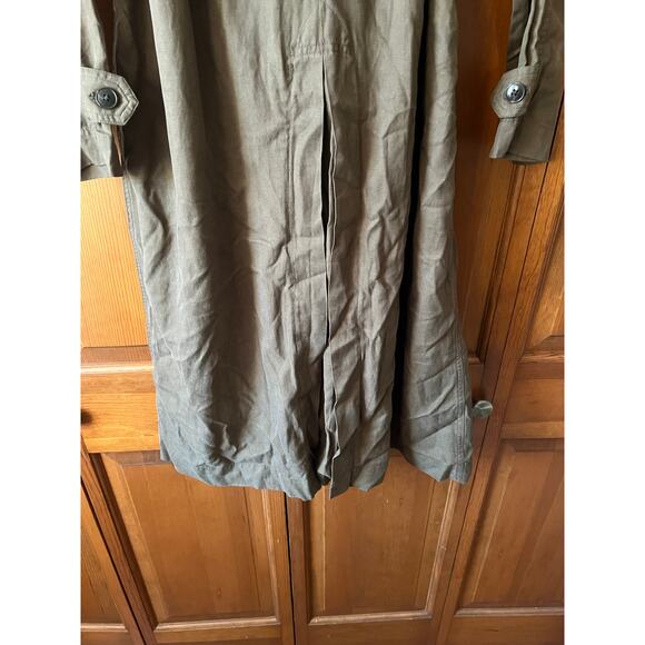 NWT Madewell Women's Belted Trench Coat in Drapey Twill Dark Olive Size XXL - Picture 13 of 16